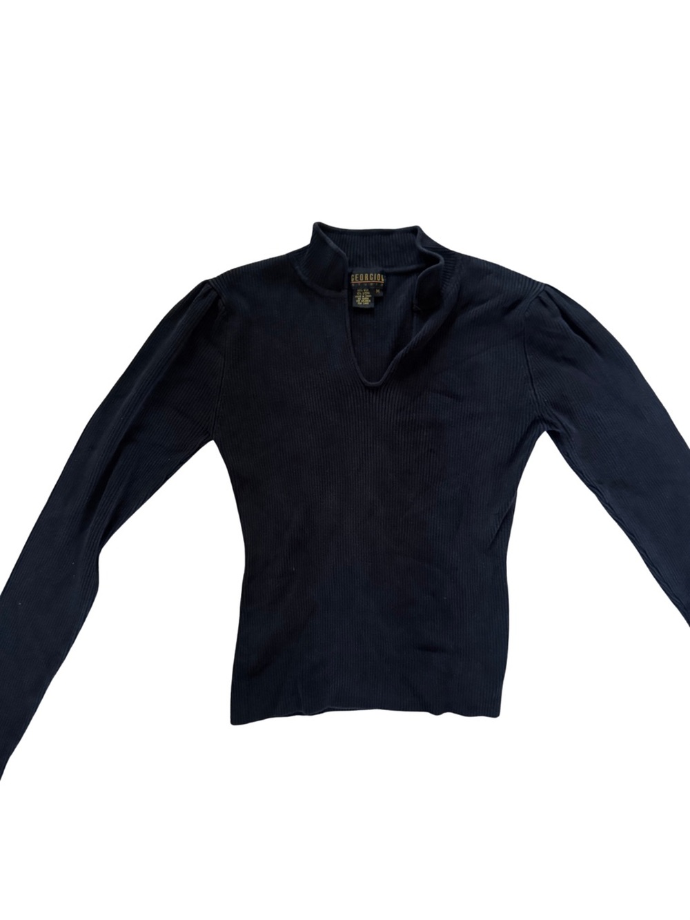 Georgio Black Long Sleeve Ribbed Tee